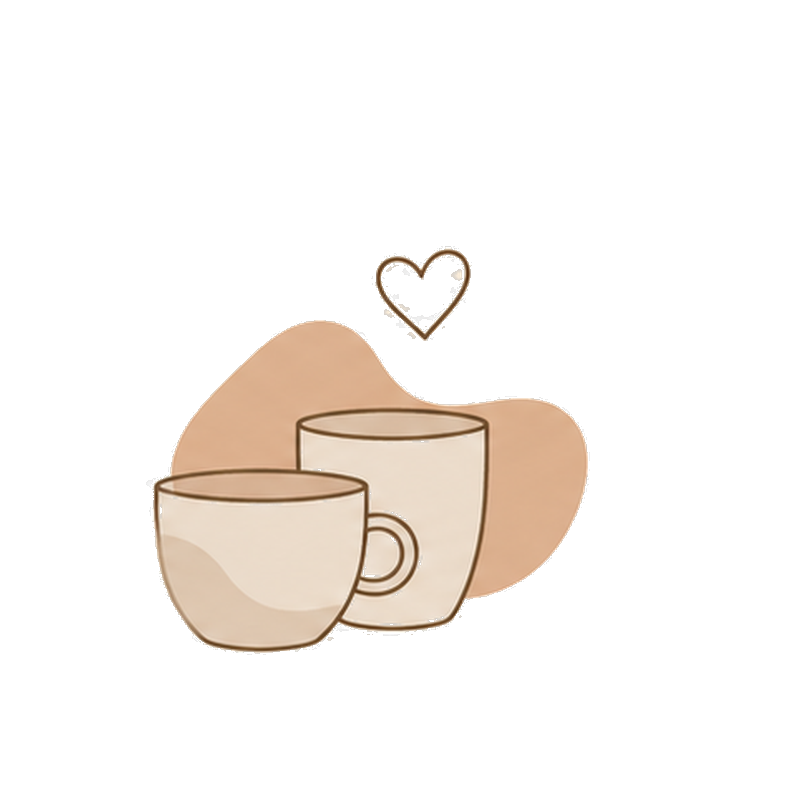 Illustration de deux tasses pour une activité en couple