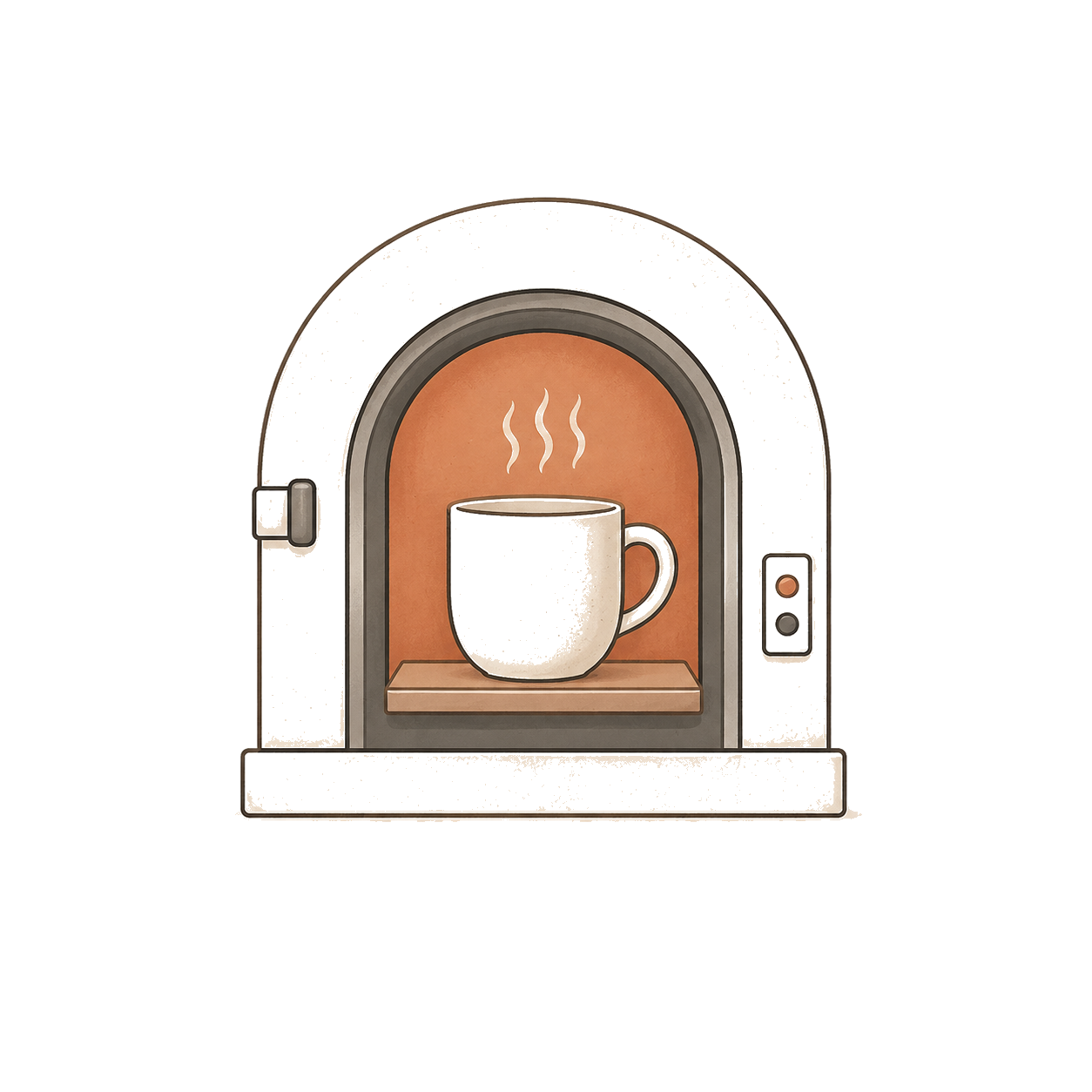 Four céramique avec une tasse en cuisson